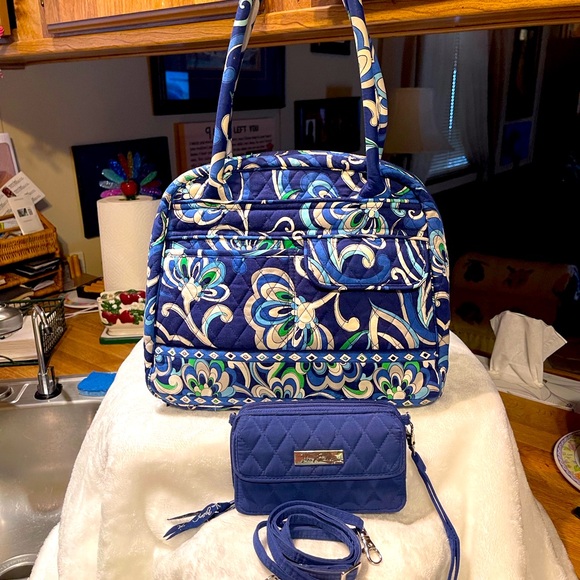 Vera Bradley Handbags - Vera Bradley “Mediterranean” Bowler Bag w/Crossbody Wallet